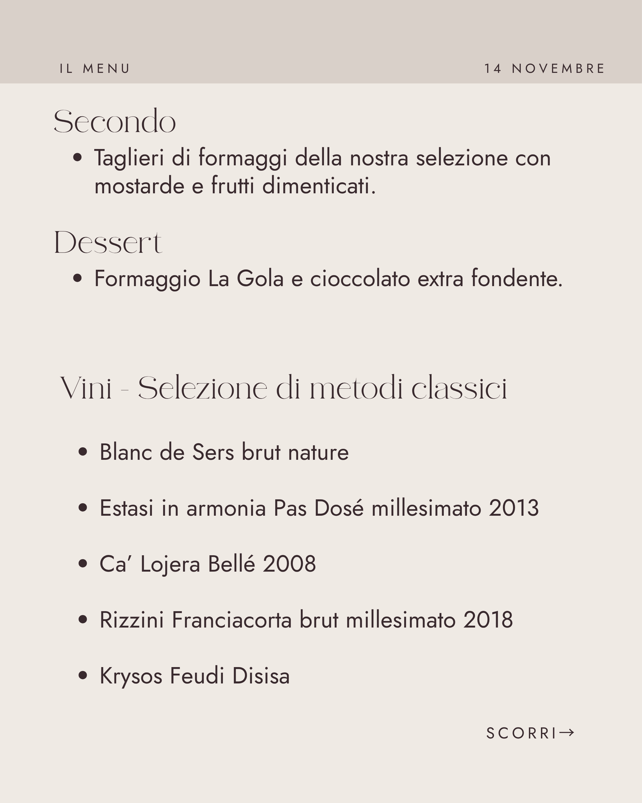 Gola, Brina e Superbia, programma e menù – pagina 5 di 6